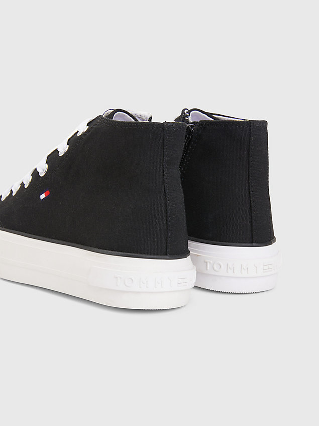 black canvas chunky high-top trainers for girls tommy hilfiger