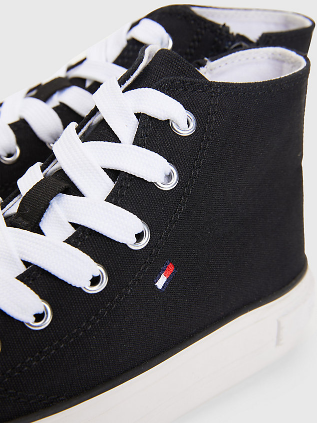 black canvas chunky high-top trainers for girls tommy hilfiger