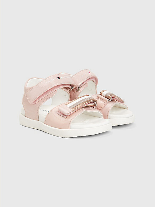 pink patent glitter flag sandals for girls tommy hilfiger