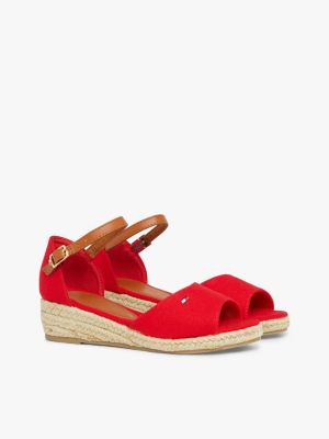 Red best sale wedge sandals