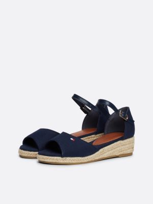 blue canvas rope wedge heel sandals for girls tommy hilfiger