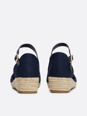 blue canvas rope wedge heel sandals for girls tommy hilfiger