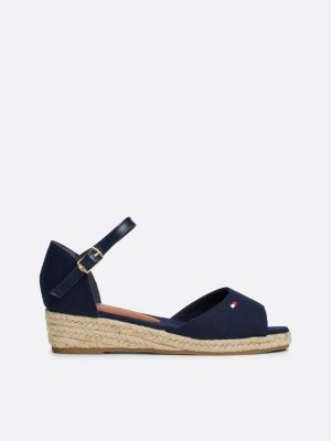 blue canvas rope wedge heel sandals for girls tommy hilfiger