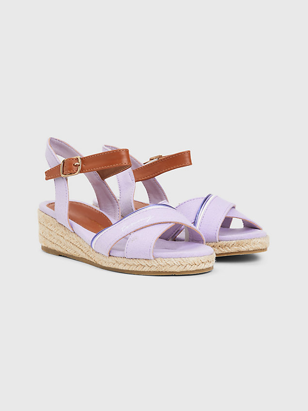 purple contrast strap rope wedge sandals for girls tommy hilfiger