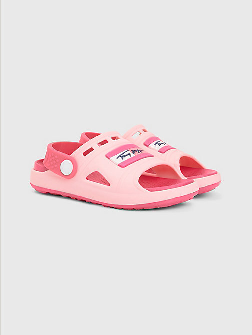sandales confortables à logo signature rose pour girls tommy hilfiger