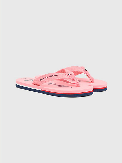 pink signature logo flip-flops for girls tommy hilfiger