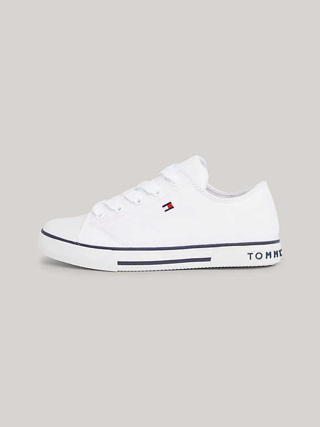 white lace-up trainers for kids unisex tommy hilfiger
