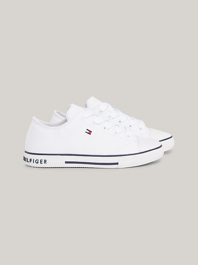 white lace-up trainers for kids unisex tommy hilfiger
