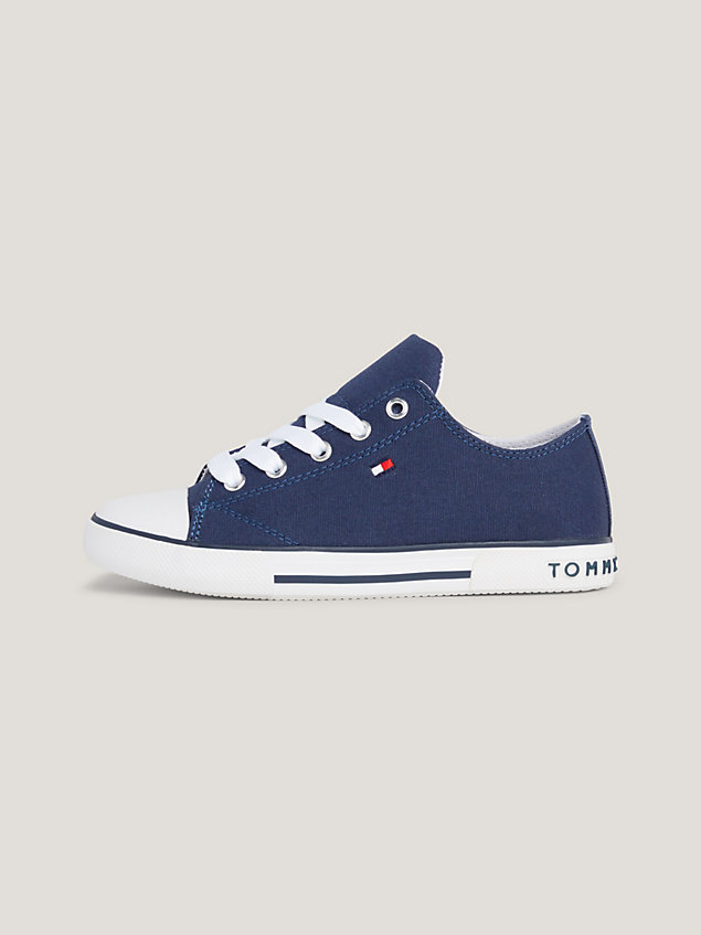 blue lace-up sneaker für kids unisex - tommy hilfiger