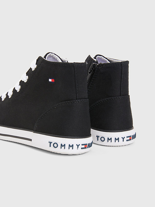 black logo high-top lace-up trainers for kids unisex tommy hilfiger