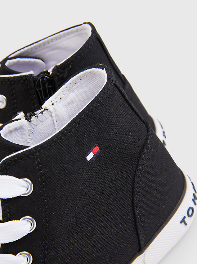 black logo high-top lace-up trainers for kids unisex tommy hilfiger