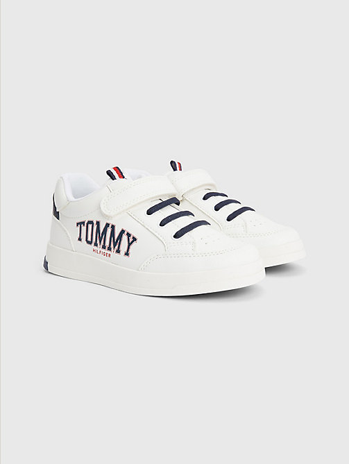 wit lage sneaker met signature-lus voor boys - tommy hilfiger