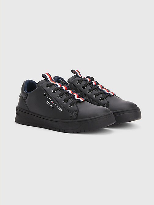 black signature tape lace-up trainers for boys tommy hilfiger
