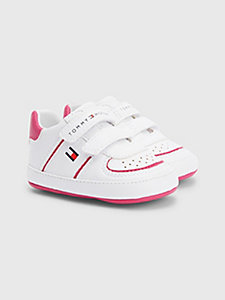 white hook and loop fastening trainers for girls tommy hilfiger