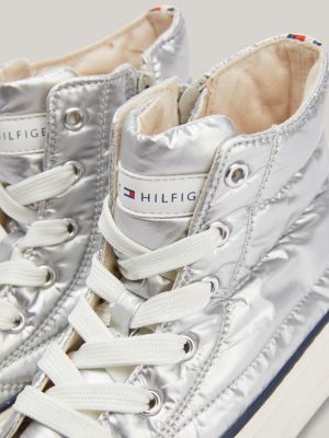 High top metallic discount sneakers