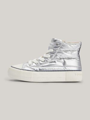 Metallic high outlet top sneakers