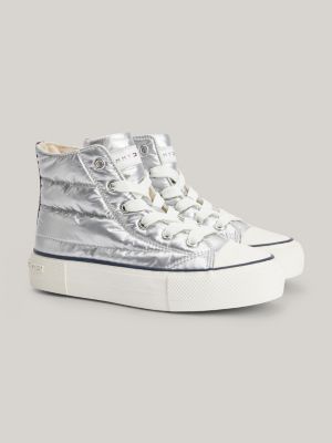 Metallic silver on sale high top sneakers