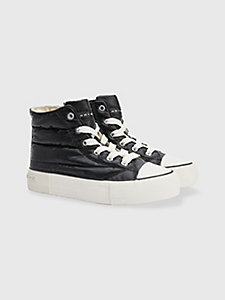 black metallic high-top trainers for girls tommy hilfiger
