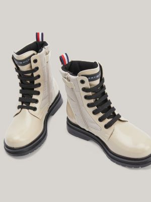 Botines con cordones y mezcla de texturas Beige Tommy Hilfiger