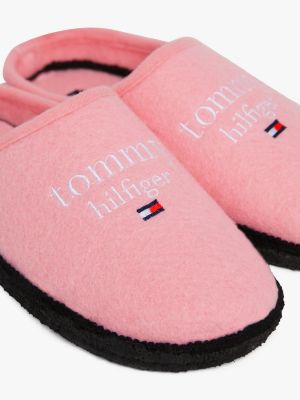 pink logo nylon slippers for girls tommy hilfiger