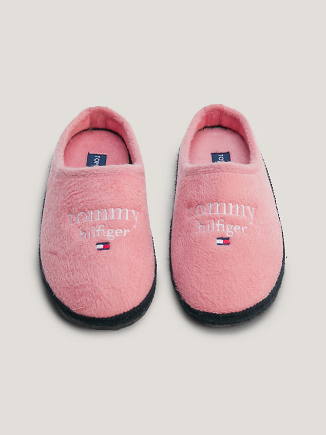 pink logo nylon slippers for girls tommy hilfiger