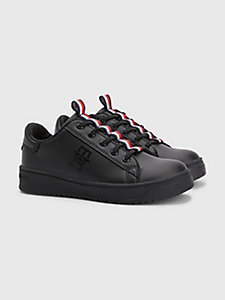 black signature tape monogram lace-up trainers for boys tommy hilfiger