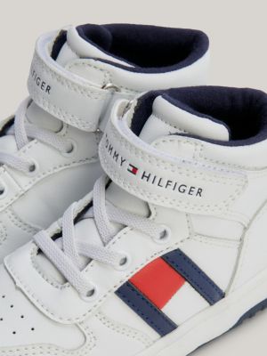 High-Top Lace-Up Hook And Loop Trainers | White | Tommy Hilfiger