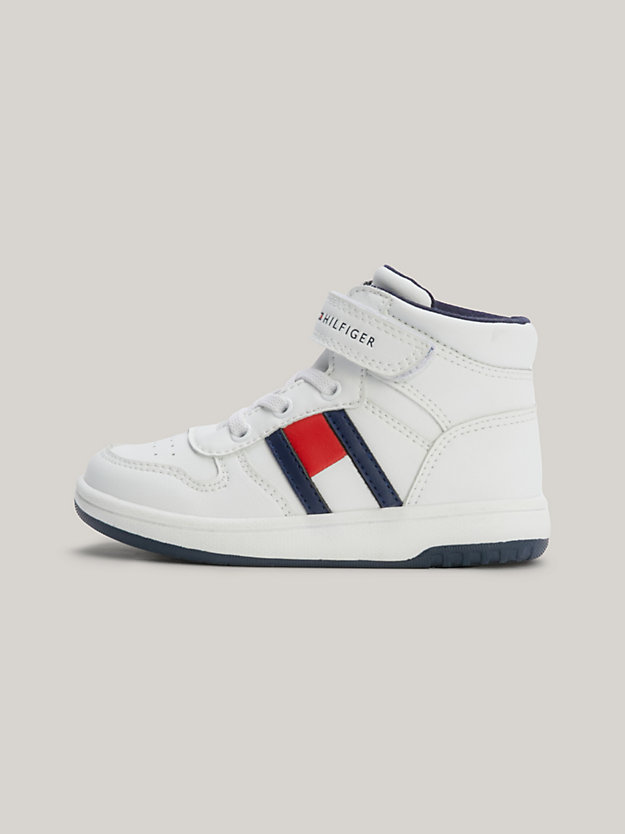 High-Top Lace-Up Hook And Loop Trainers | White | Tommy Hilfiger