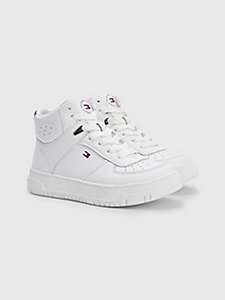 white high-top lace-up trainers for kids unisex tommy hilfiger