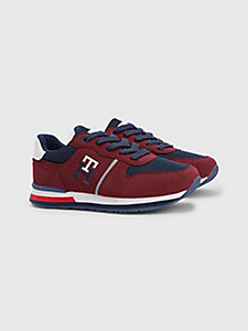red runner monogram embroidery trainers for boys tommy hilfiger