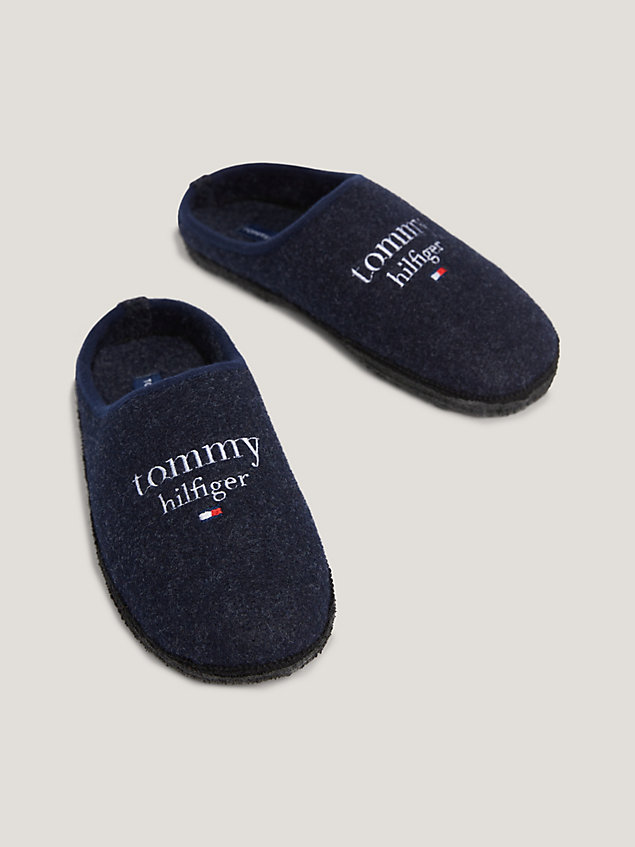 slippers con logo ricamato blue da bambino tommy hilfiger
