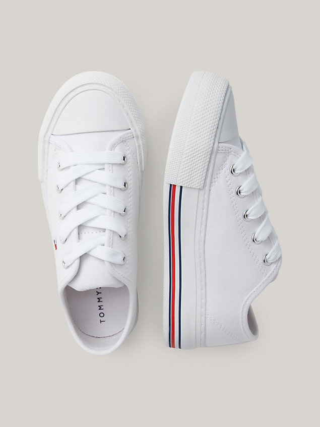 white signature tape chunky trainers for girls tommy hilfiger
