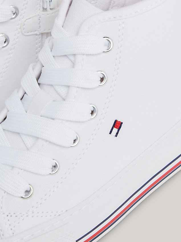 white signature tape high-top trainers for girls tommy hilfiger