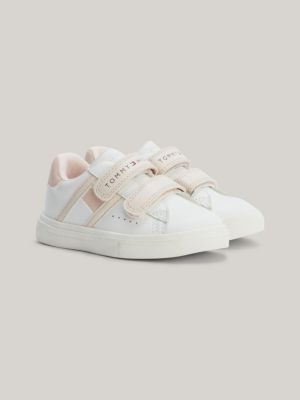 Colour-Blocked Hook And Loop Trainers, WHITE