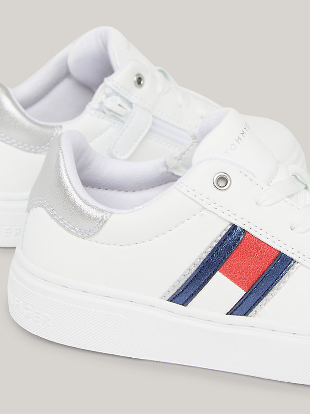 white flag lace-up trainers for girls tommy hilfiger