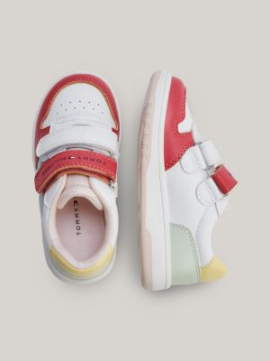 Colour-Blocked Hook And Loop Trainers, WHITE