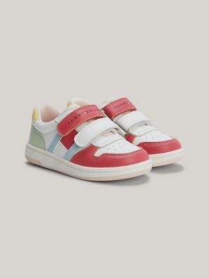 Colour-Blocked Hook And Loop Trainers, WHITE