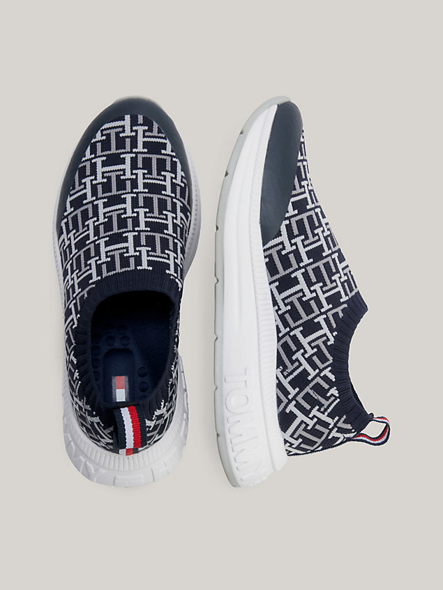blue monogram woven trainers for girls tommy hilfiger