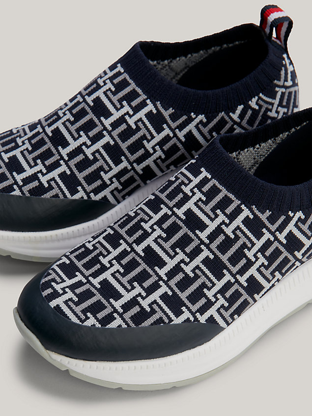 blue monogram woven trainers for girls tommy hilfiger