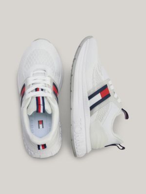 Zapatillas de malla con logo y cordones Blanco Tommy Hilfiger