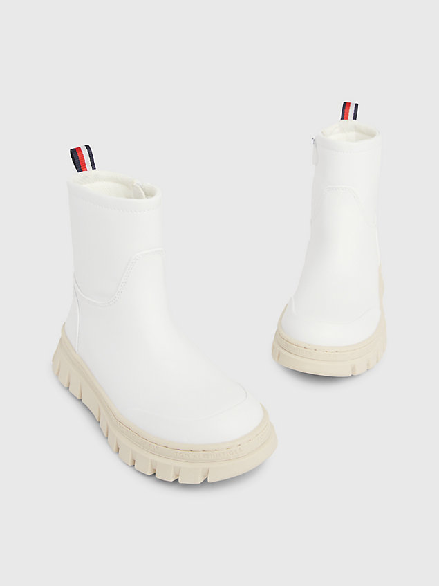 white mid-top boots for girls tommy hilfiger