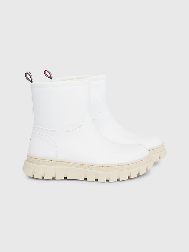 white mid-top boots for girls tommy hilfiger