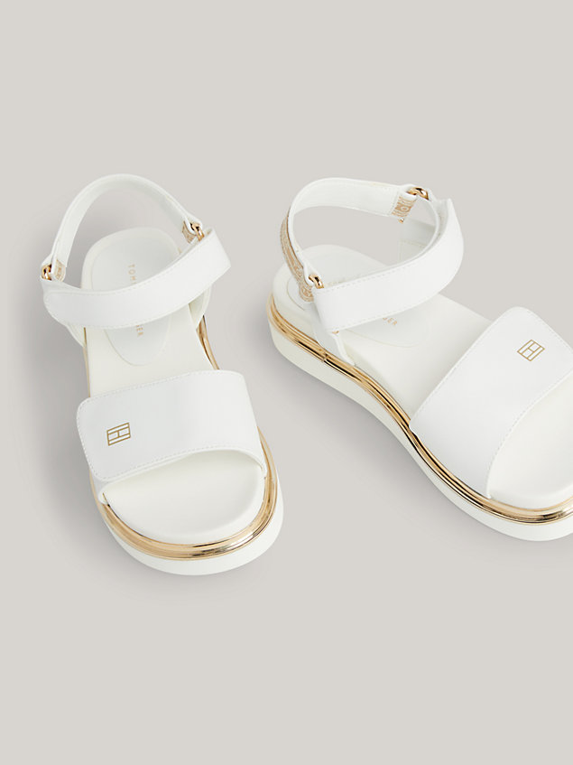 white platform hook and loop sandals for girls tommy hilfiger