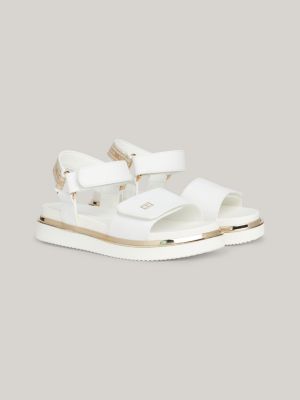 Hook And Loop Sandals, WHITE