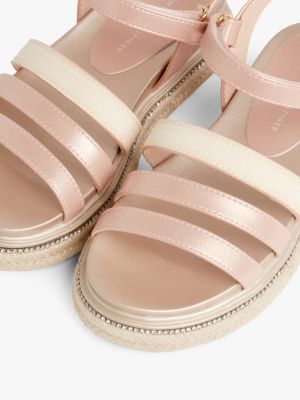 pink platform hook and loop sandals for girls tommy hilfiger