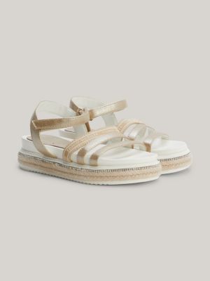 Platform Hook And Loop Sandals, WHITE