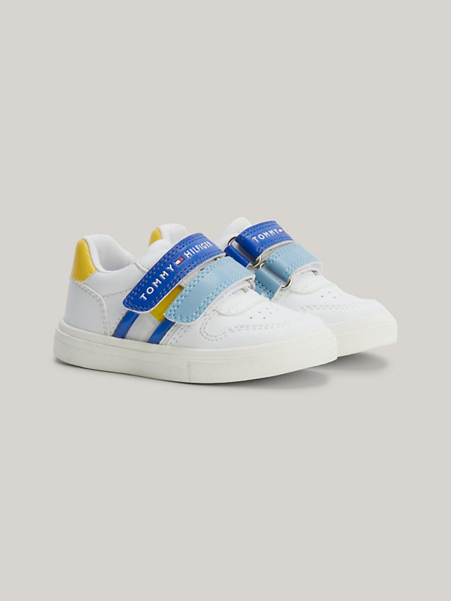 white colour-pop hook and loop trainers for boys tommy hilfiger