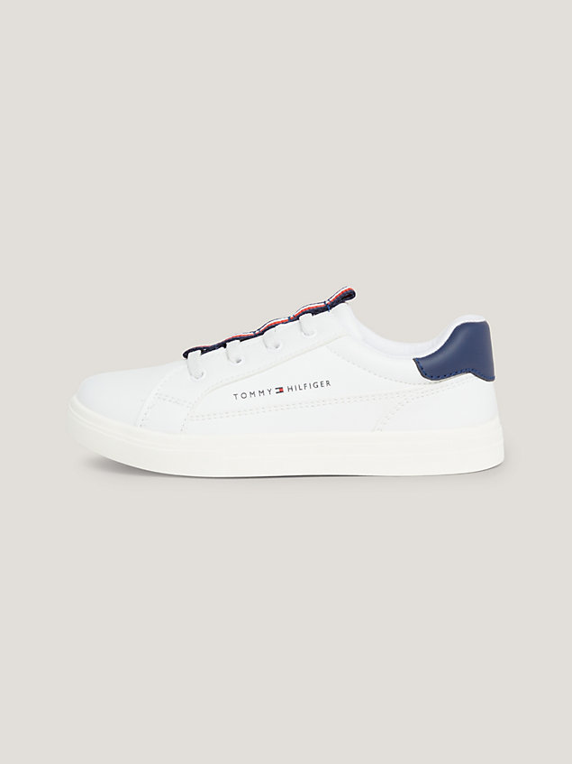 white signature tape lace-up trainers for boys tommy hilfiger