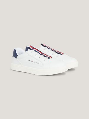 Signature Tape Lace-Up Hook And Loop Trainers, BLUE