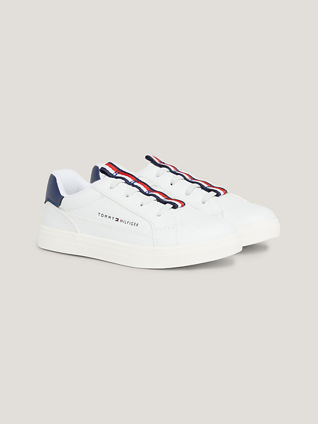 white signature tape lace-up trainers for boys tommy hilfiger